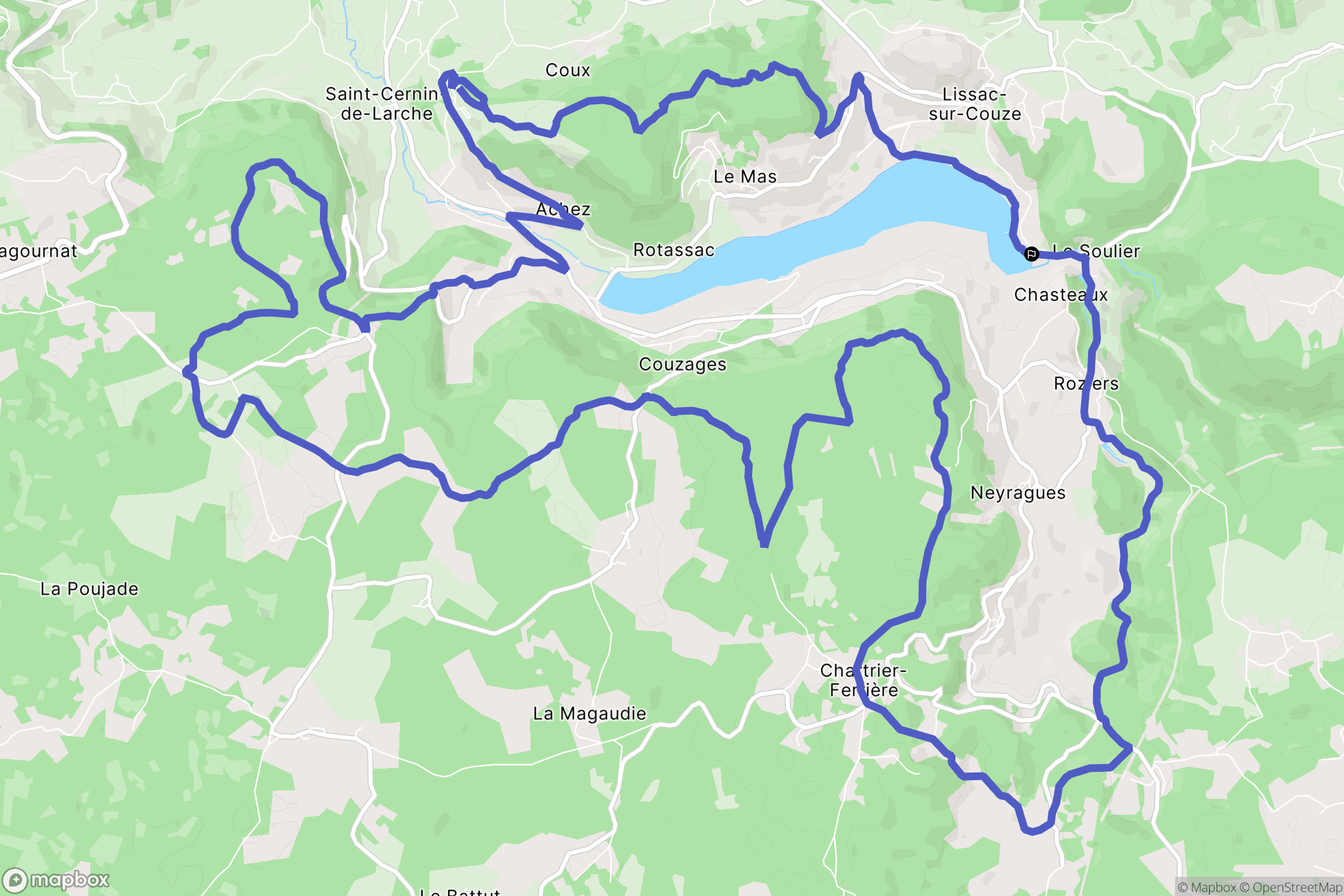 Lissac-sur-Couze : carte du parcours de randonnée - France