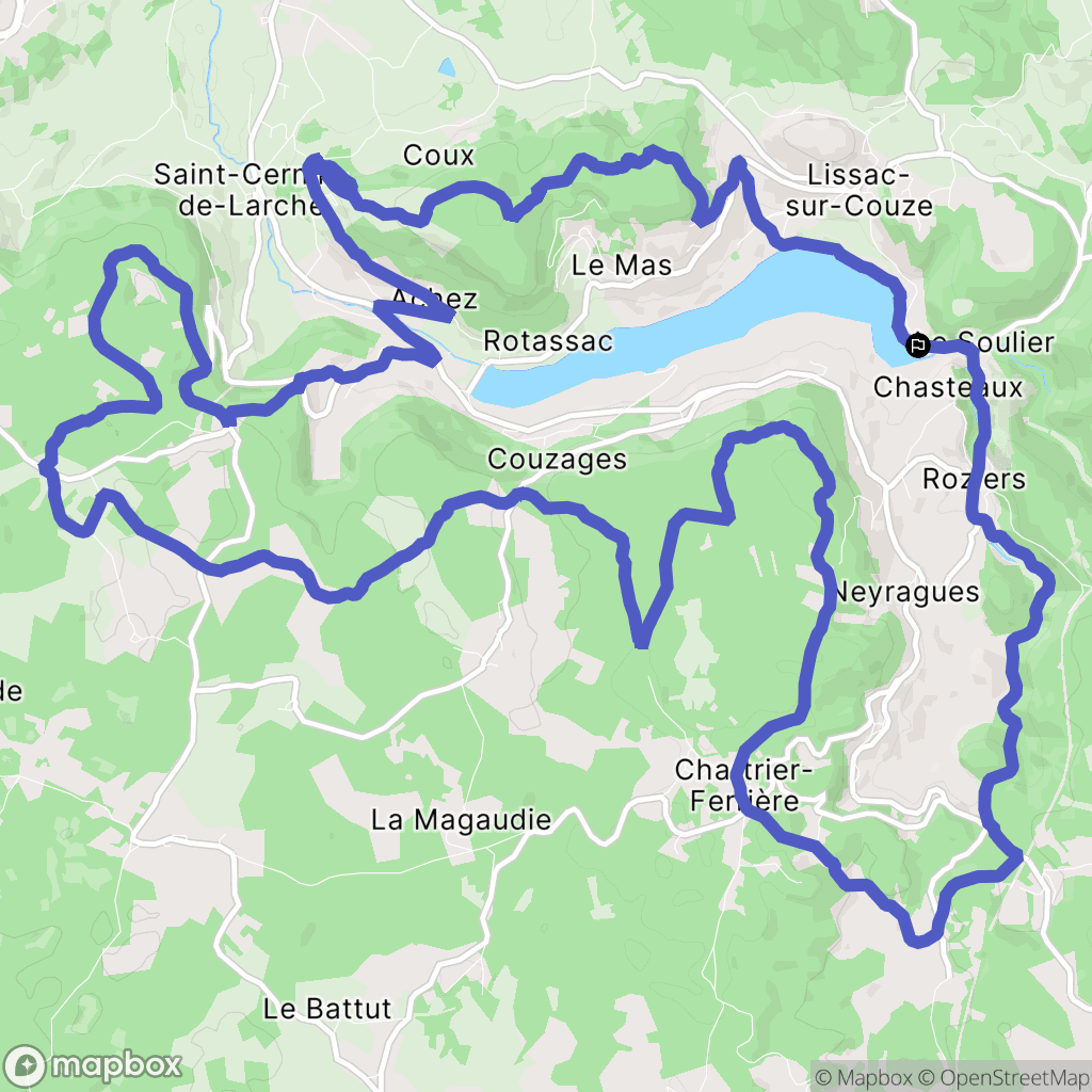 Lissac-sur-Couze : carte du parcours de randonnée - France