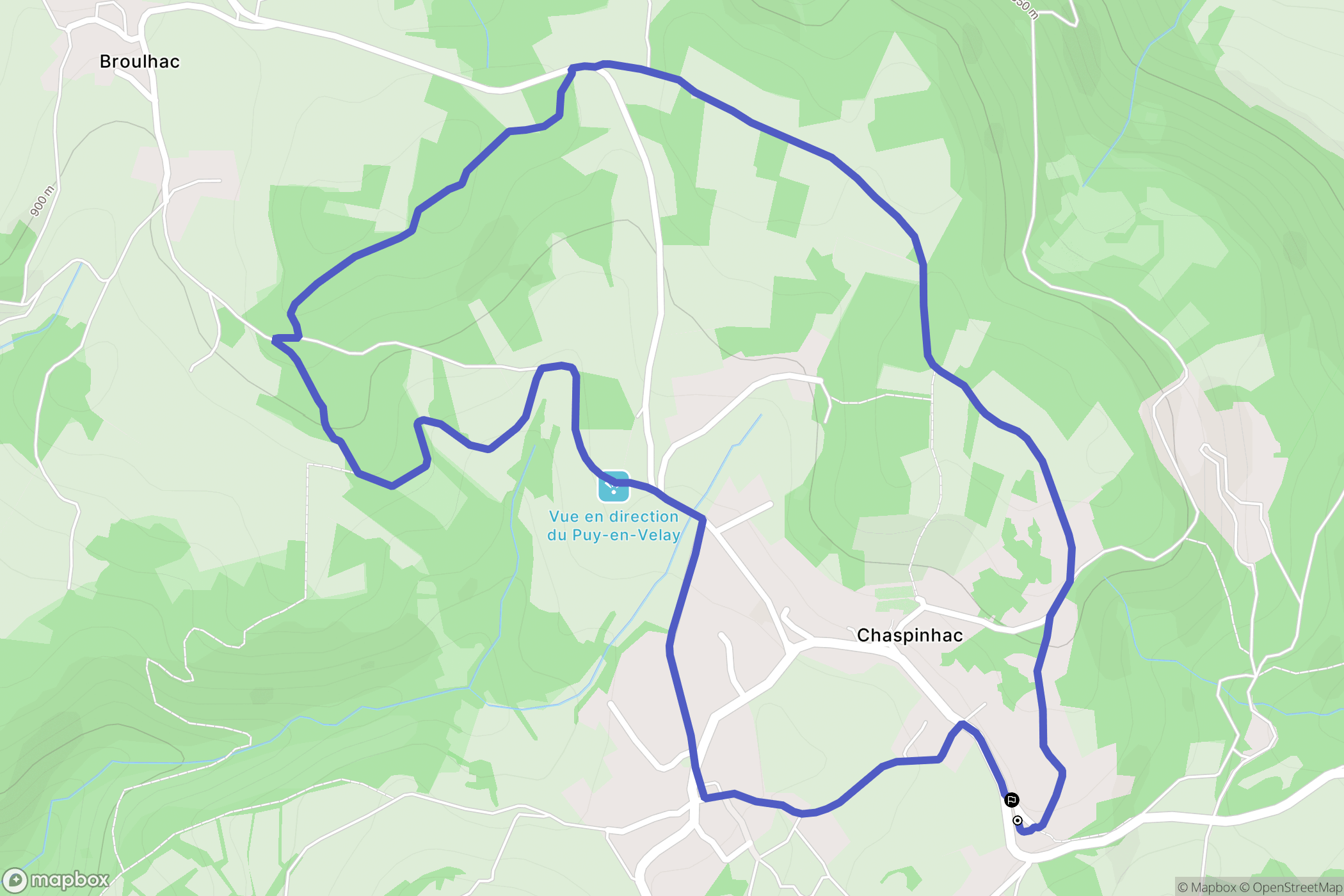 Chaspinhac : carte du parcours de randonnée - France