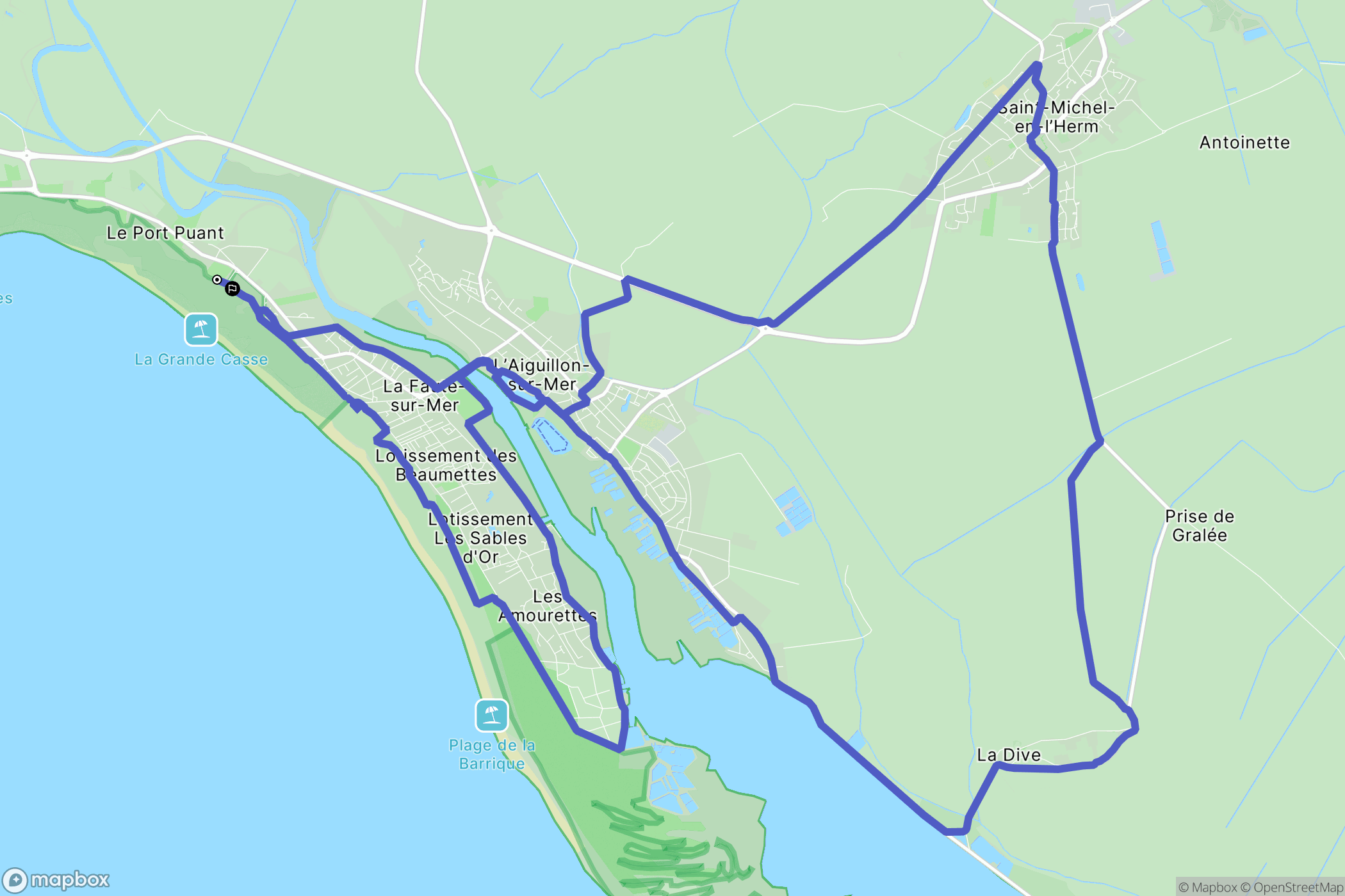 L'Aiguillon-la-Presqu'île : carte du parcours de randonnée - France