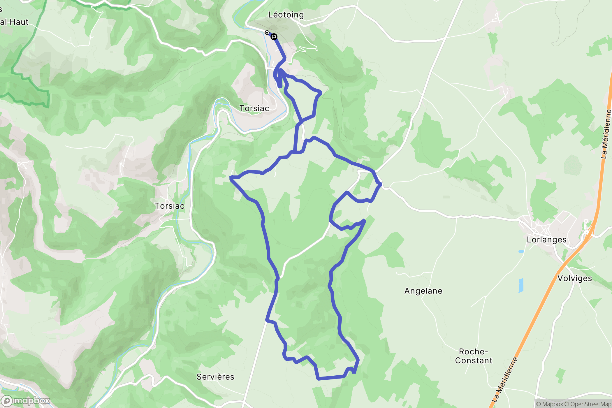 Léotoing : carte du parcours de randonnée - France