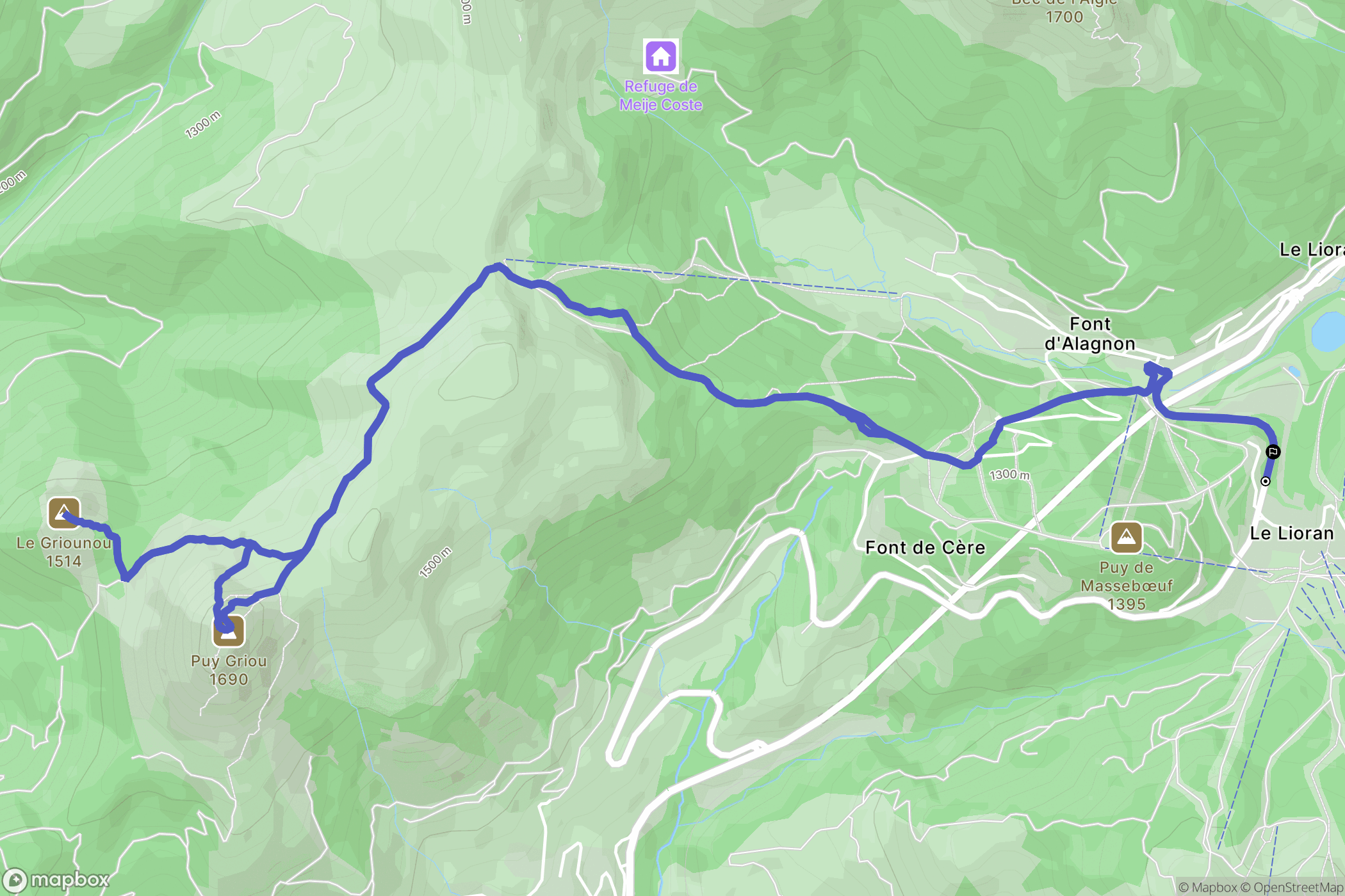Laveissière : carte du parcours de randonnée - France