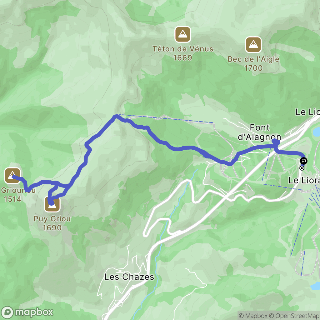 Laveissière : carte du parcours de randonnée - France