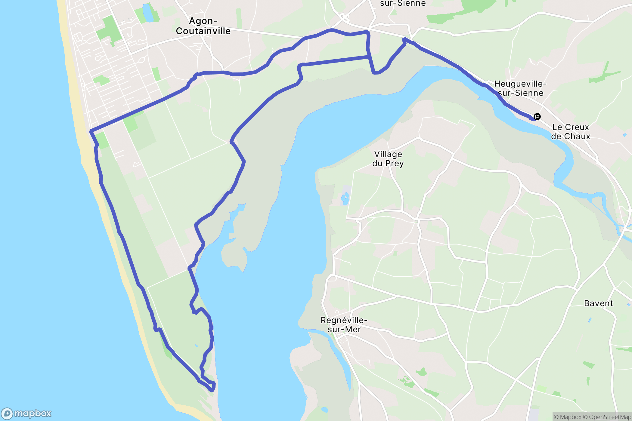 Heugueville-sur-Sienne : carte du parcours de randonnée - France
