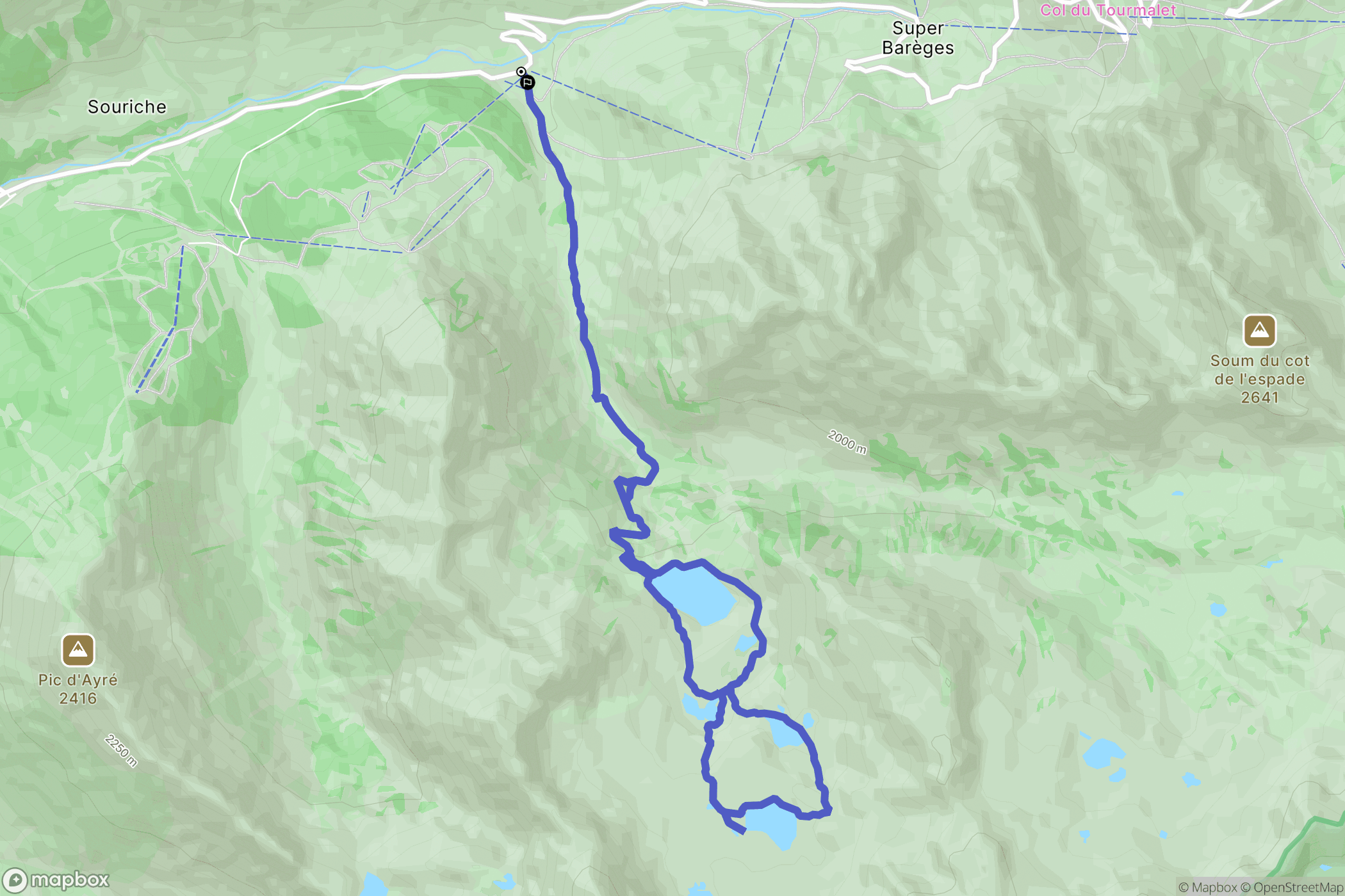 Barèges : carte du parcours de randonnée - France