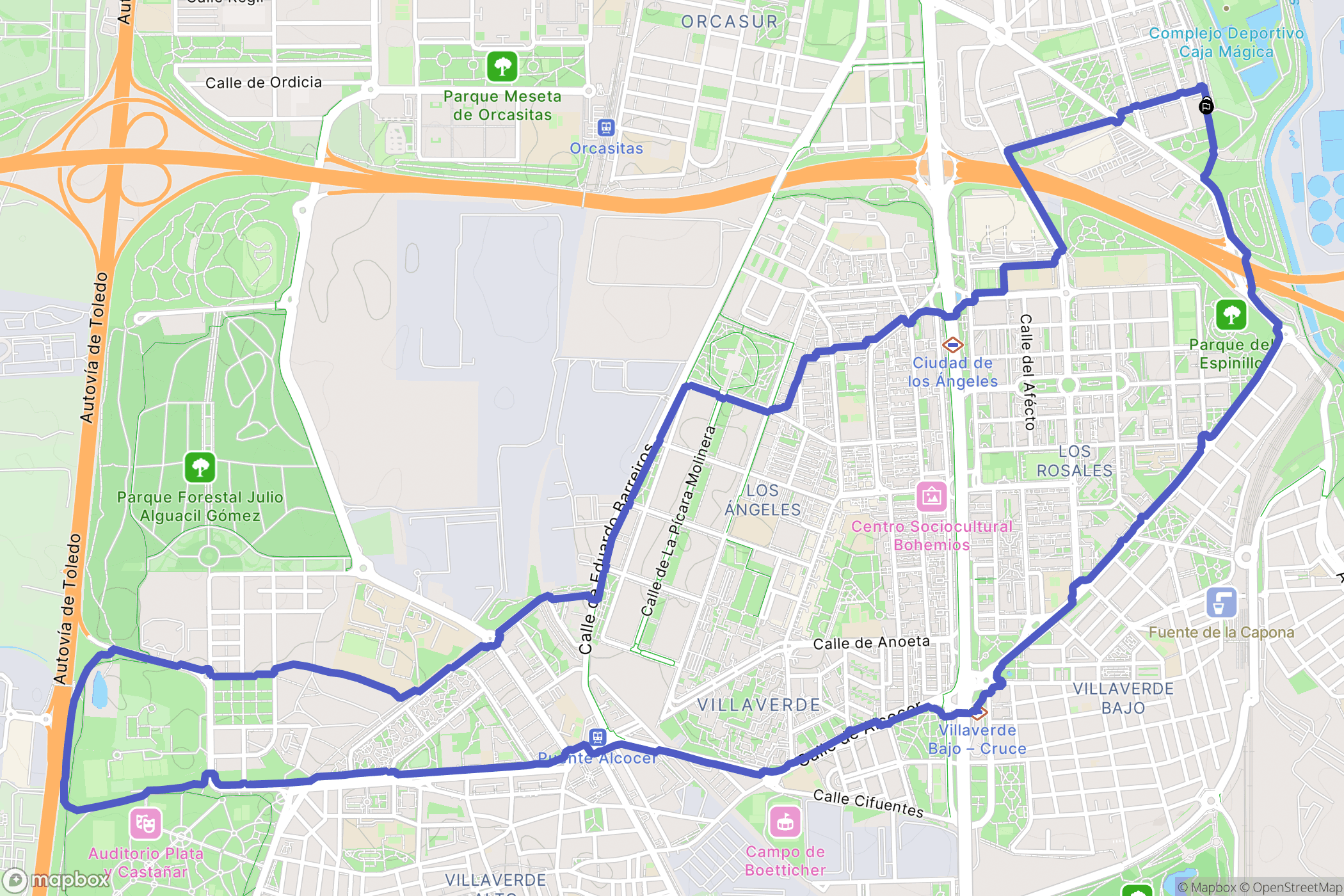 Madrid : carte du parcours de randonnée - Spain