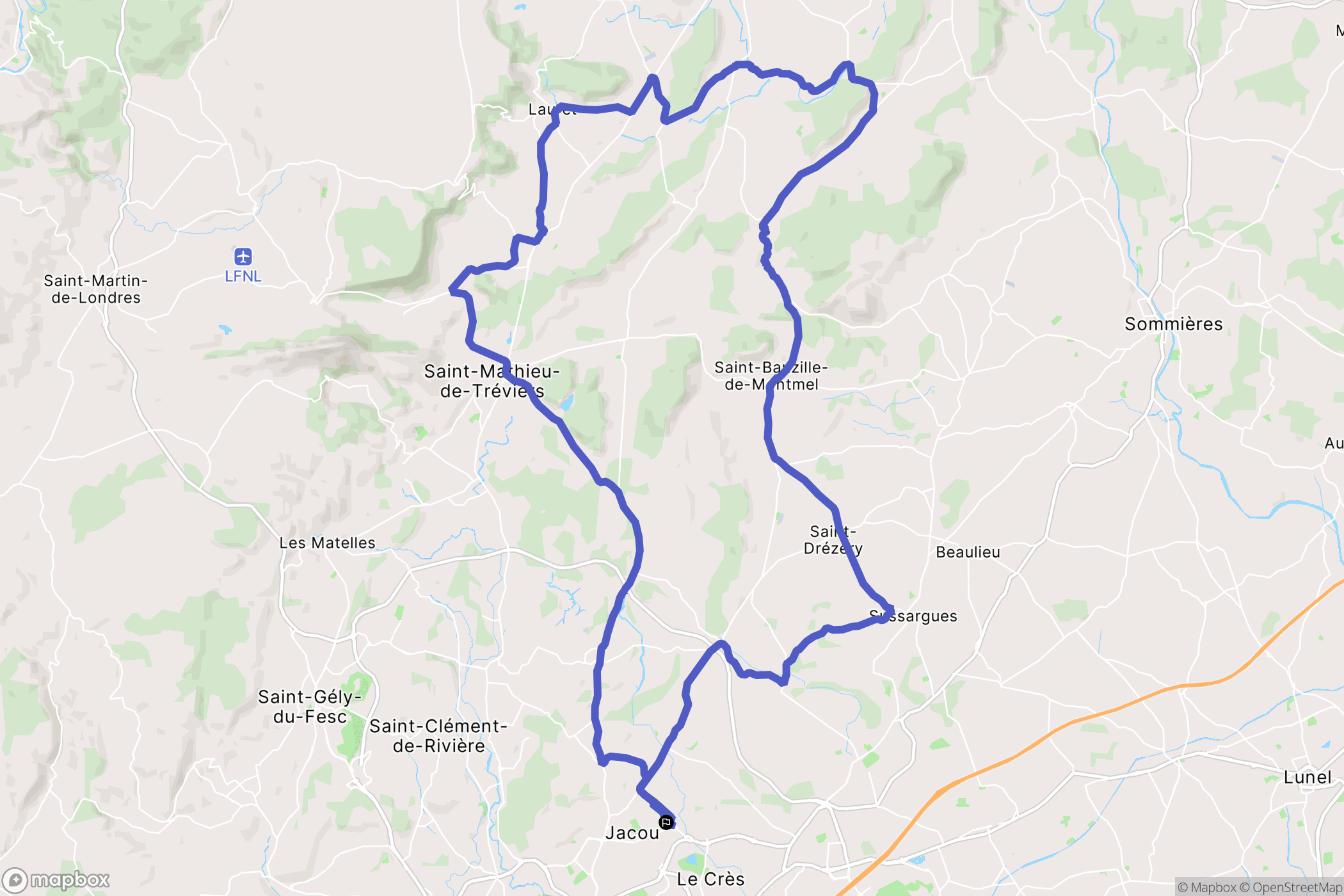 Jacou : carte du parcours de randonnée - France