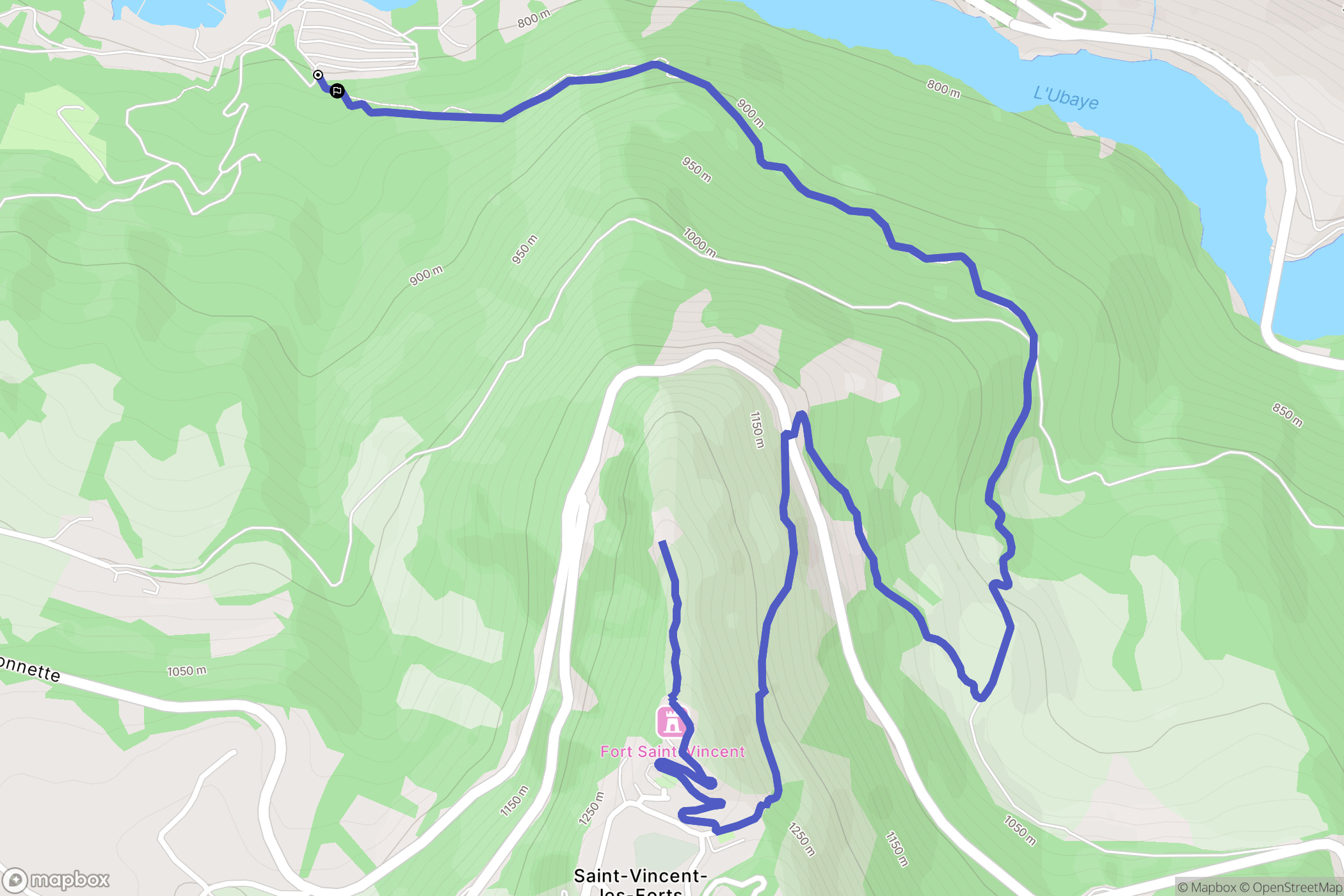 Ubaye-Serre-Ponçon : carte du parcours de randonnée - France
