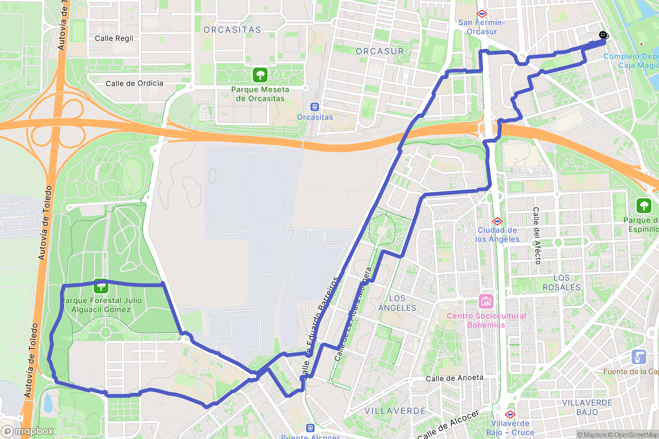 Madrid : carte du parcours de randonnée - Spain