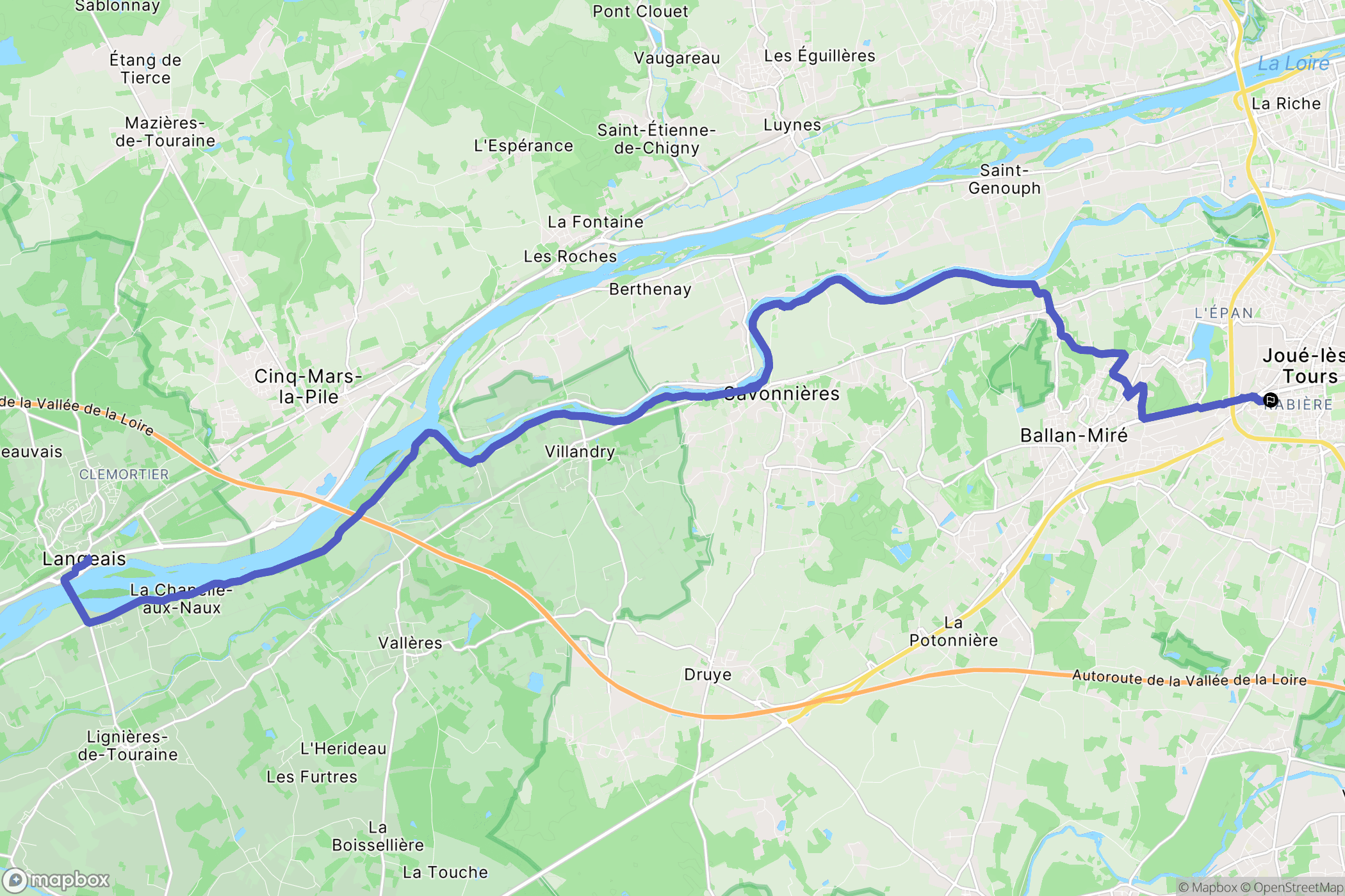 Joué-lès-Tours : carte du parcours de randonnée - France