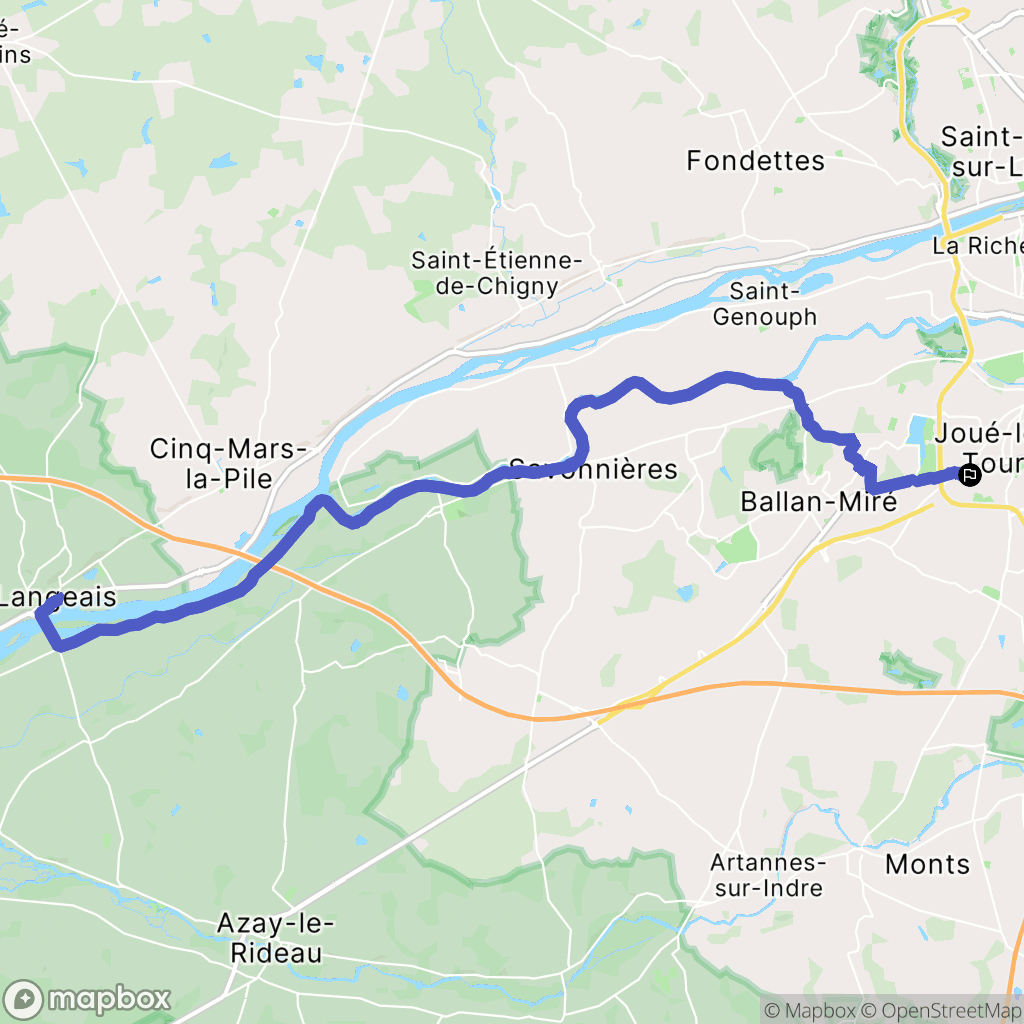 Joué-lès-Tours : carte du parcours de randonnée - France