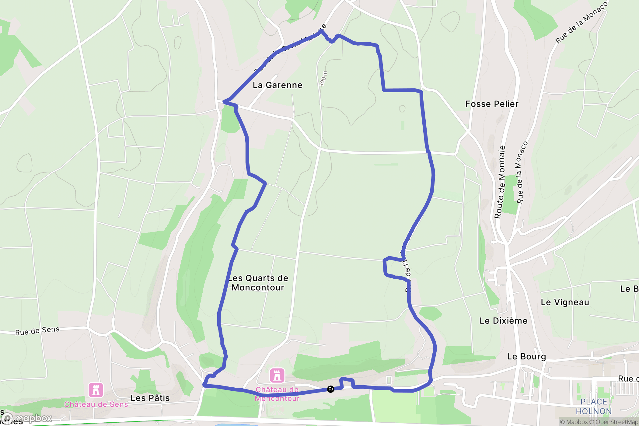 Vouvray : carte du parcours de randonnée - France
