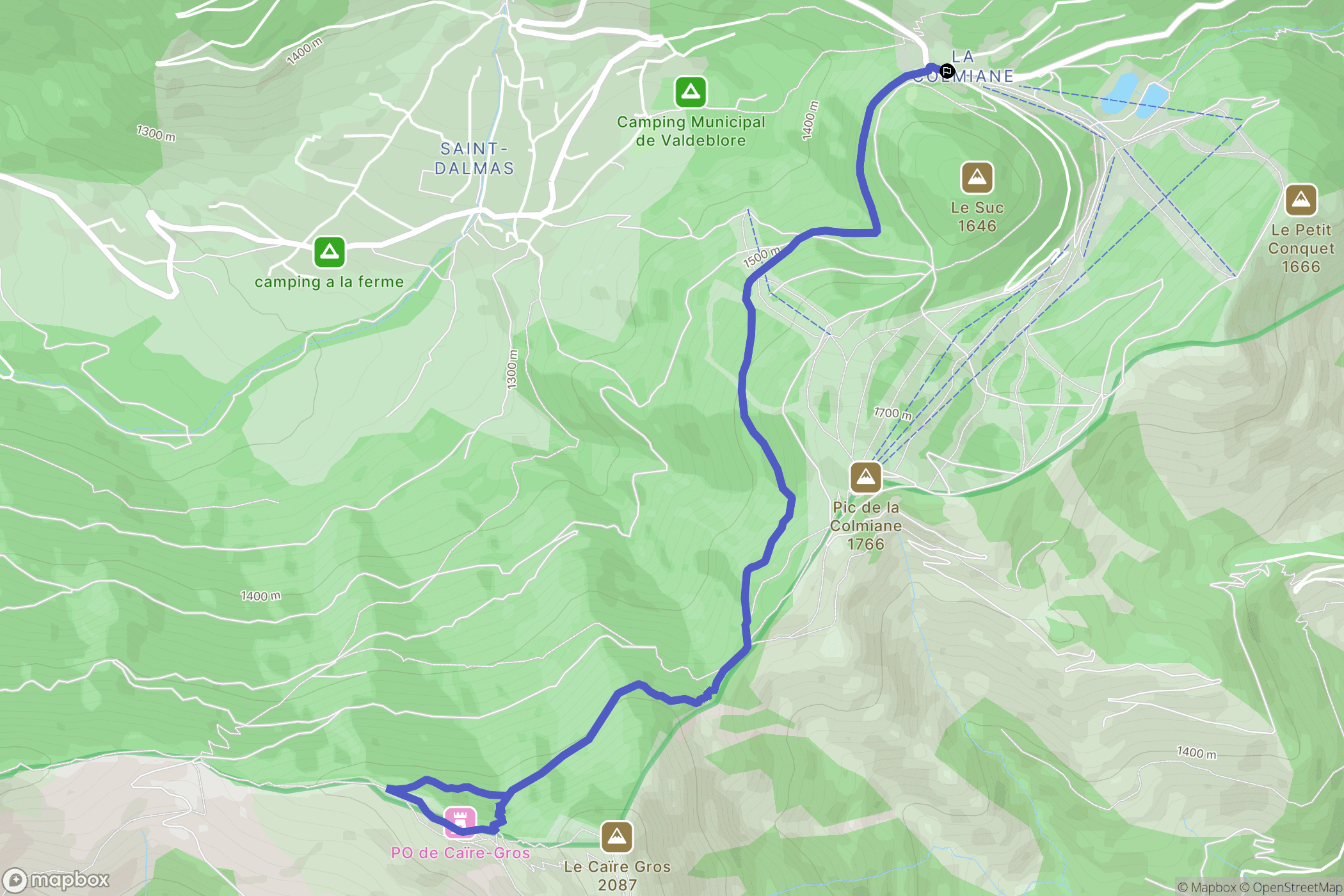 Valdeblore : carte du parcours de randonnée - France