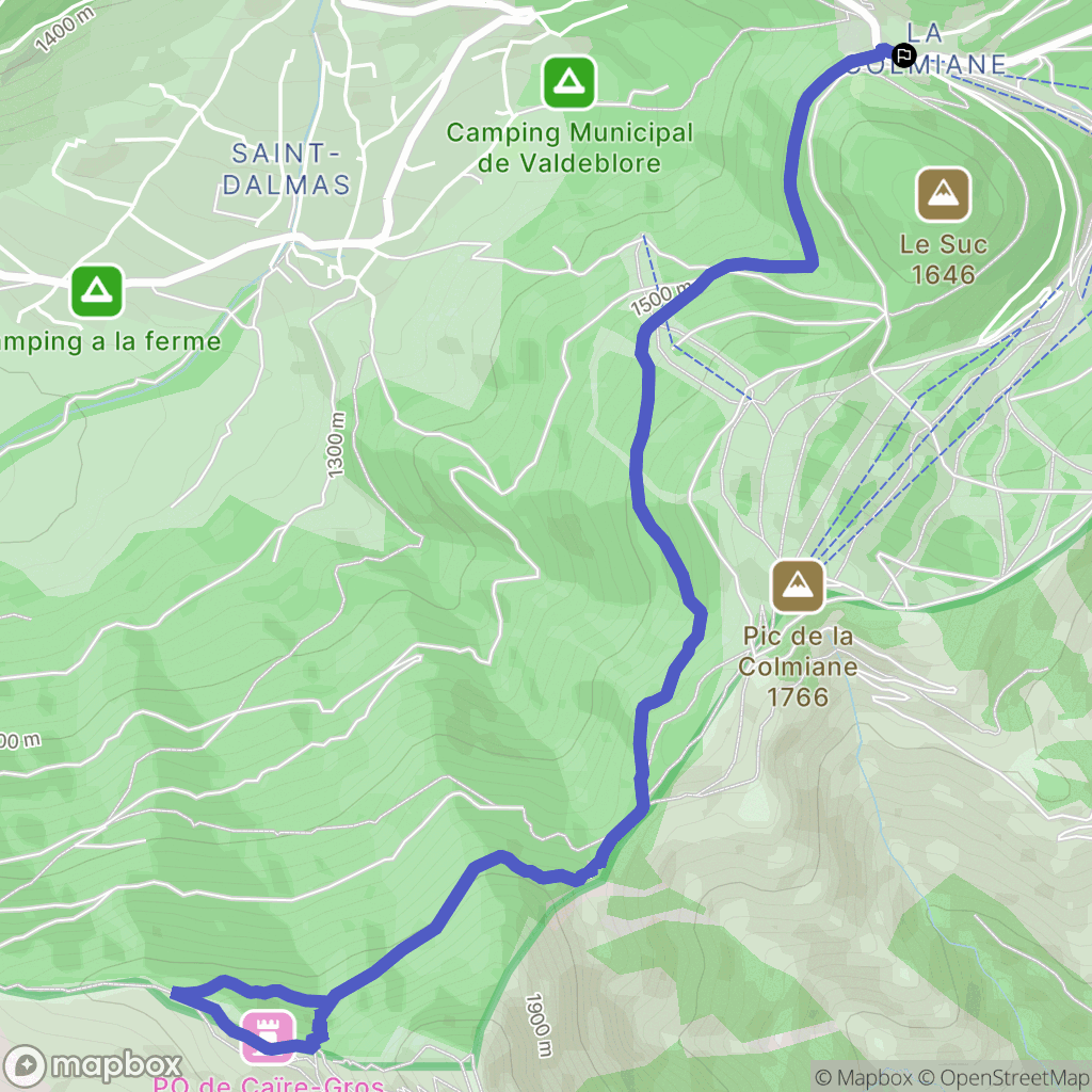 Valdeblore : carte du parcours de randonnée - France