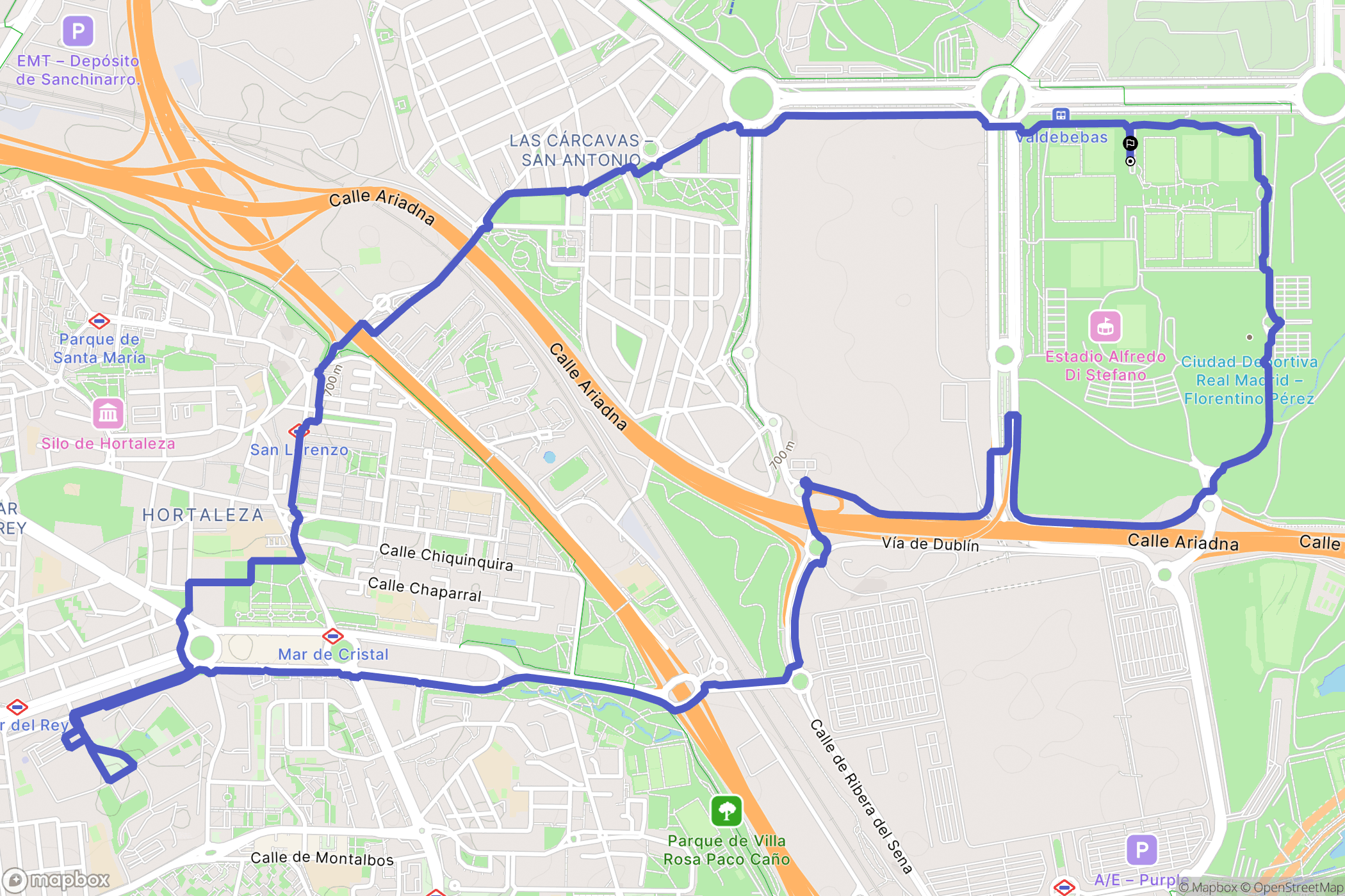 Madrid : carte du parcours de randonnée - Spain