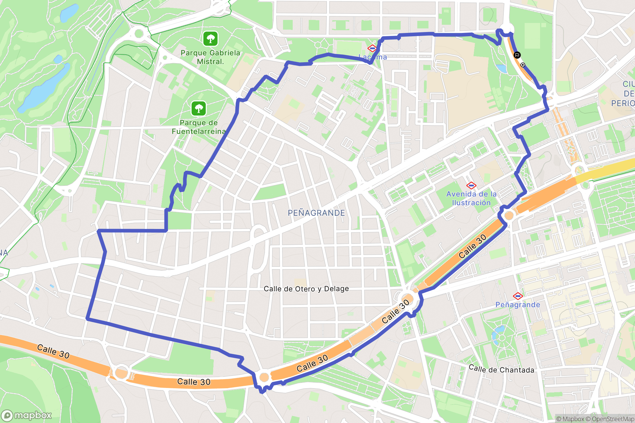 Madrid : carte du parcours de randonnée - Spain