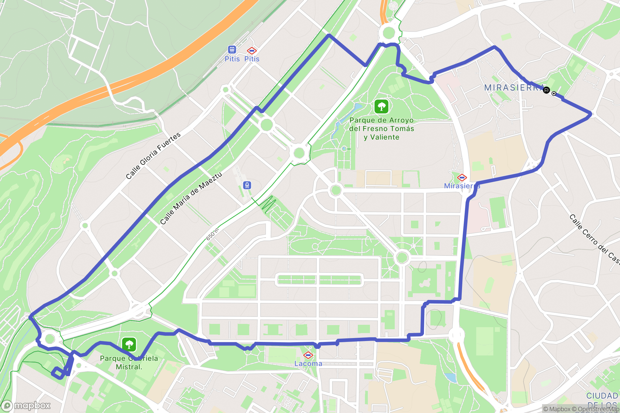 Madrid : carte du parcours de randonnée - Spain