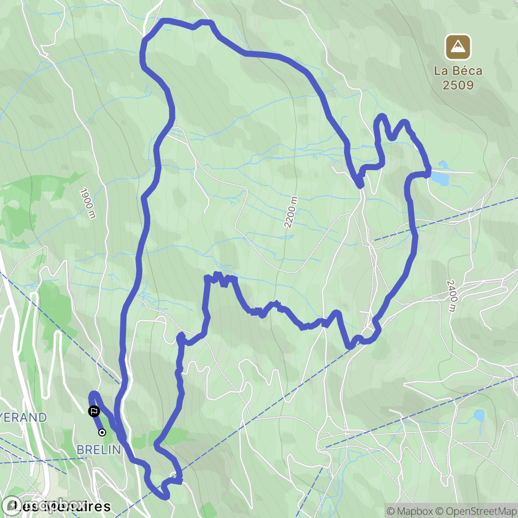 Les Belleville : carte du parcours de randonnée - France
