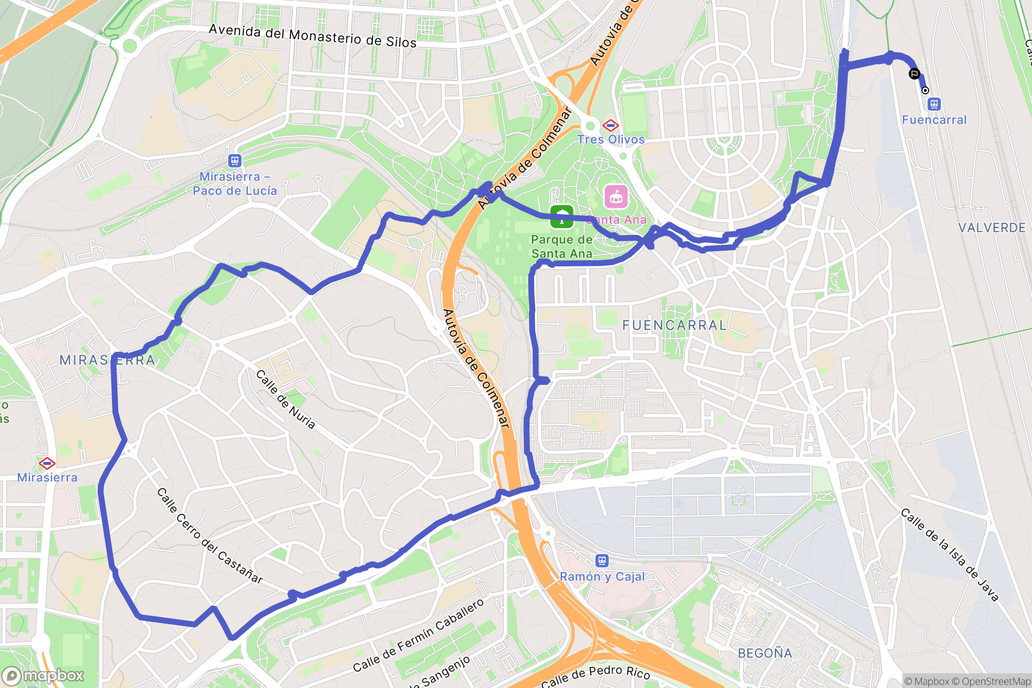 Madrid : carte du parcours de randonnée - Spain