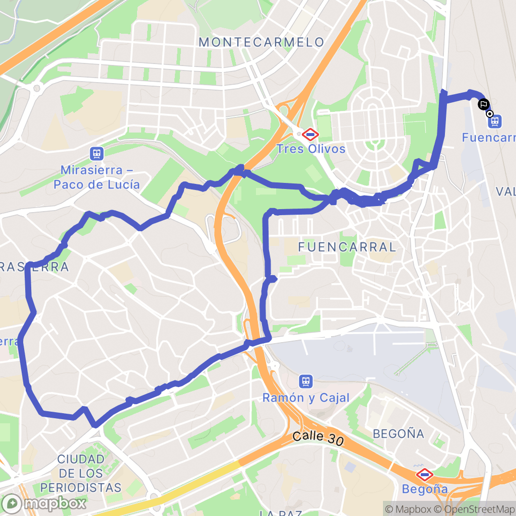 Madrid : carte du parcours de randonnée - Spain