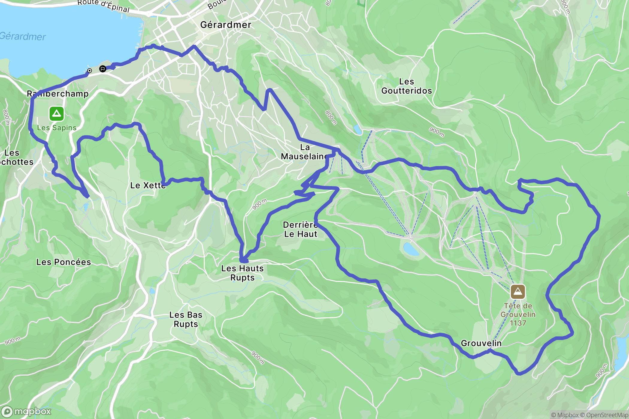 Gérardmer : carte du parcours de randonnée - France