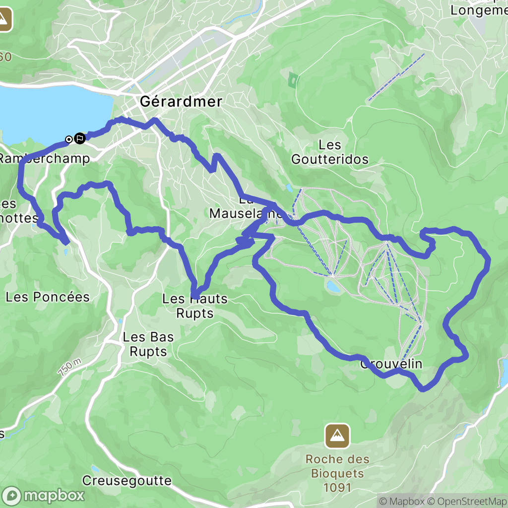 Gérardmer : carte du parcours de randonnée - France