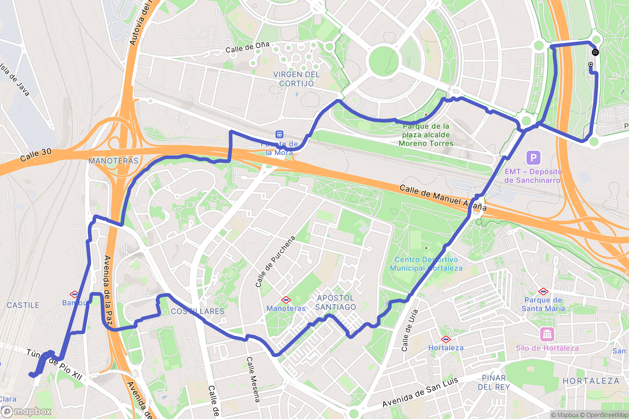 Madrid : carte du parcours de randonnée - Spain