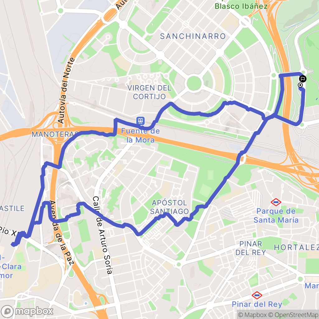 Madrid : carte du parcours de randonnée - Spain