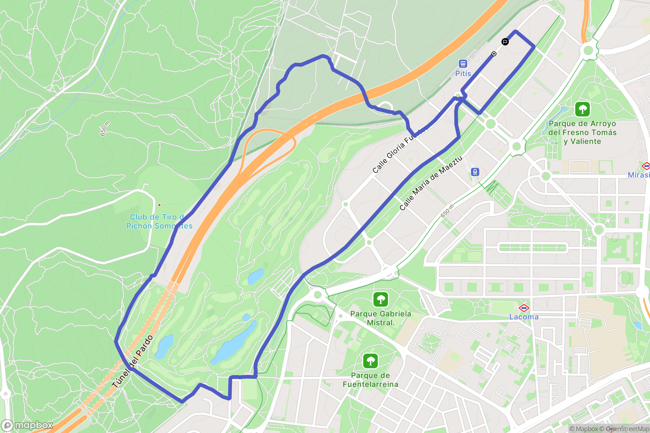Madrid : carte du parcours de randonnée - Spain