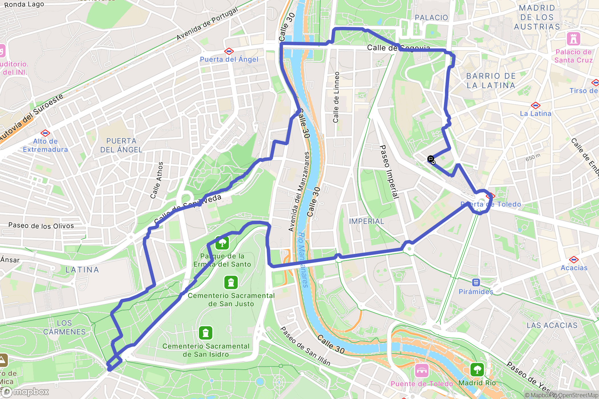 Madrid : carte du parcours de randonnée - Spain