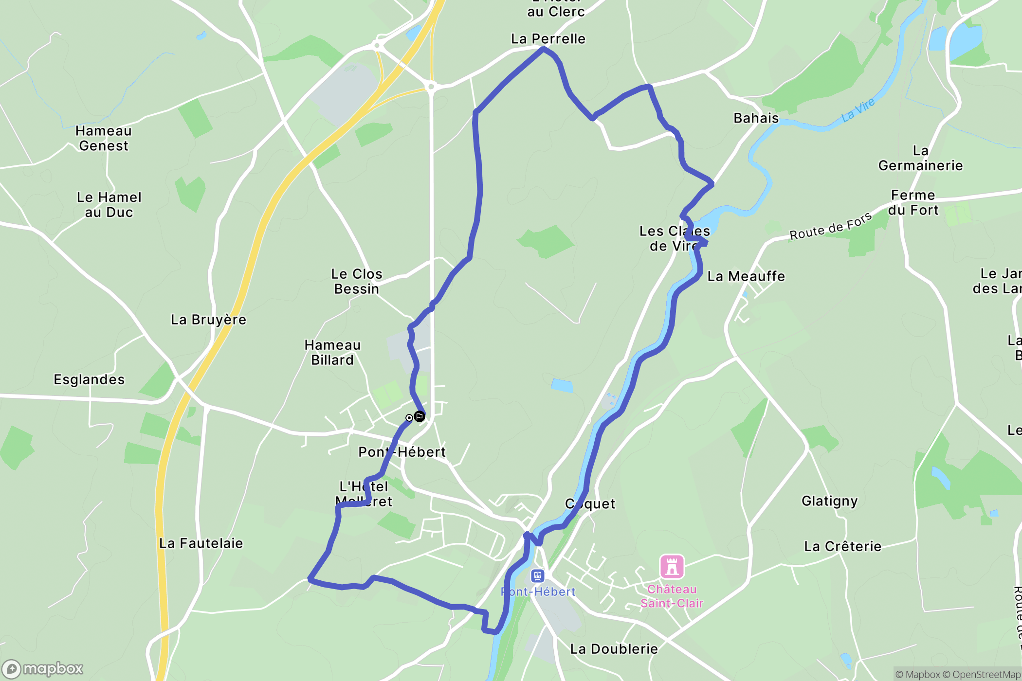 Pont-Hébert : carte du parcours de randonnée - France