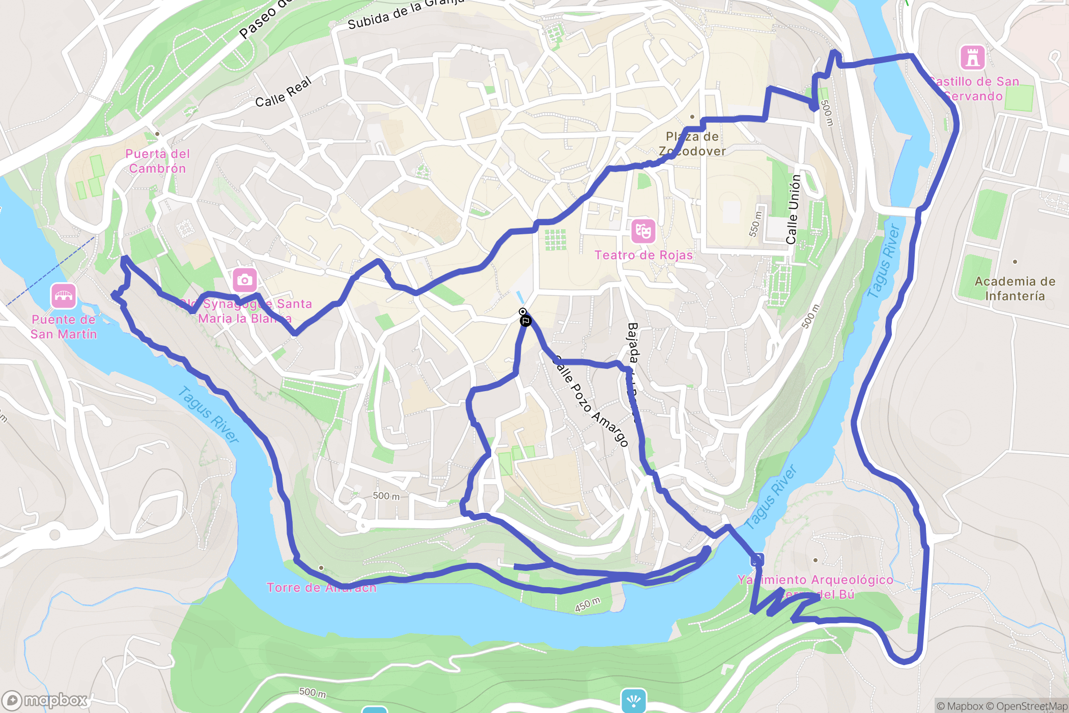 Toledo : carte du parcours de randonnée - Spain