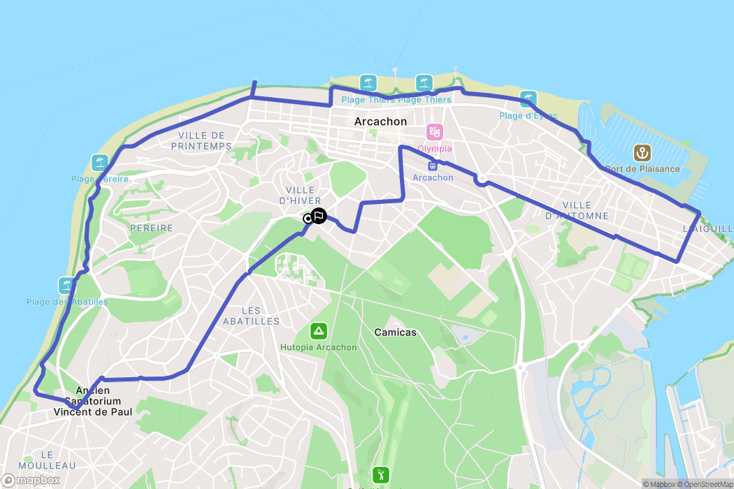 Arcachon : carte du parcours de randonnée - France