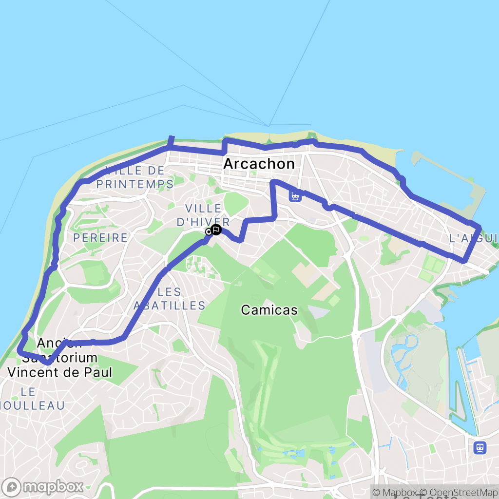 Arcachon : carte du parcours de randonnée - France