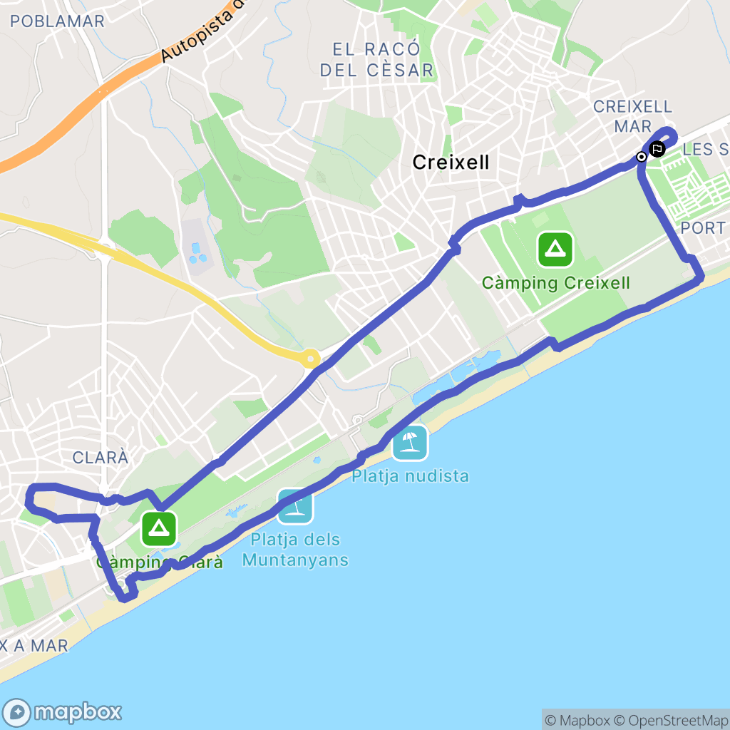 Creixell : carte du parcours de randonnée - Spain