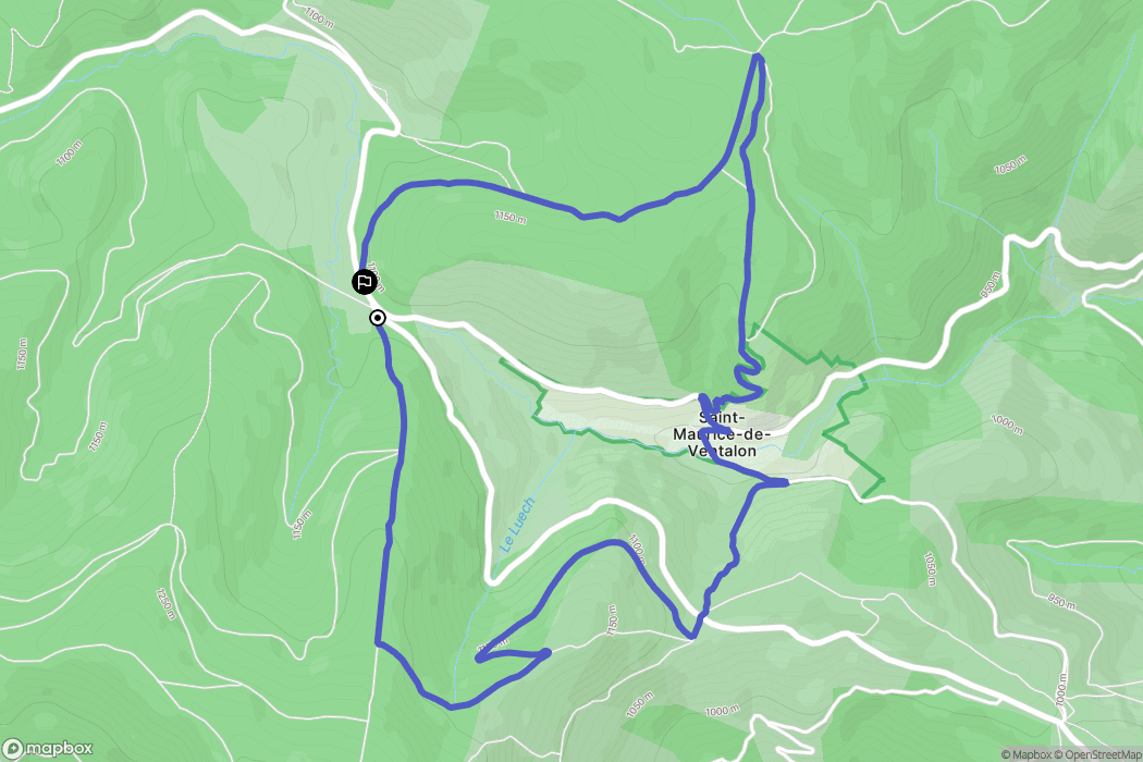 Pont de Montvert - Sud Mont Lozère : carte du parcours de randonnée - France