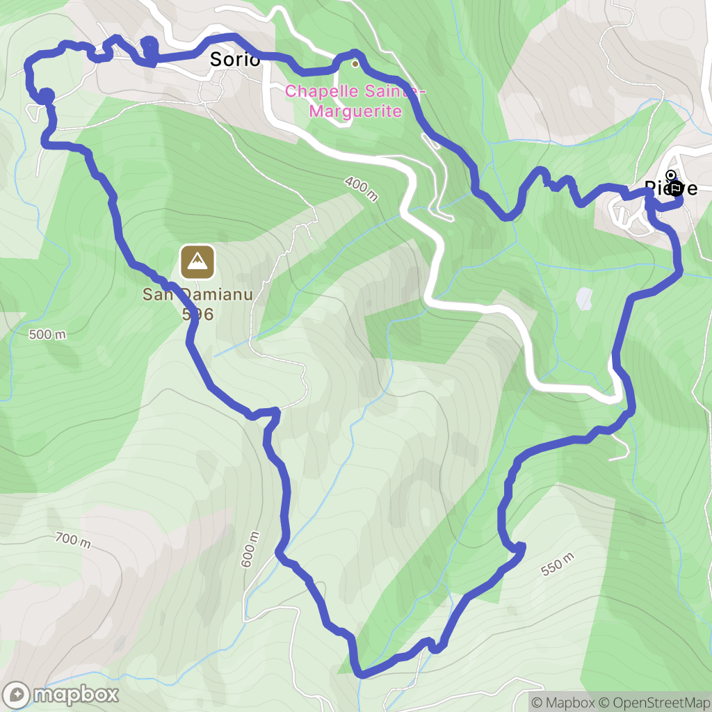 Piève : carte du parcours de randonnée - France