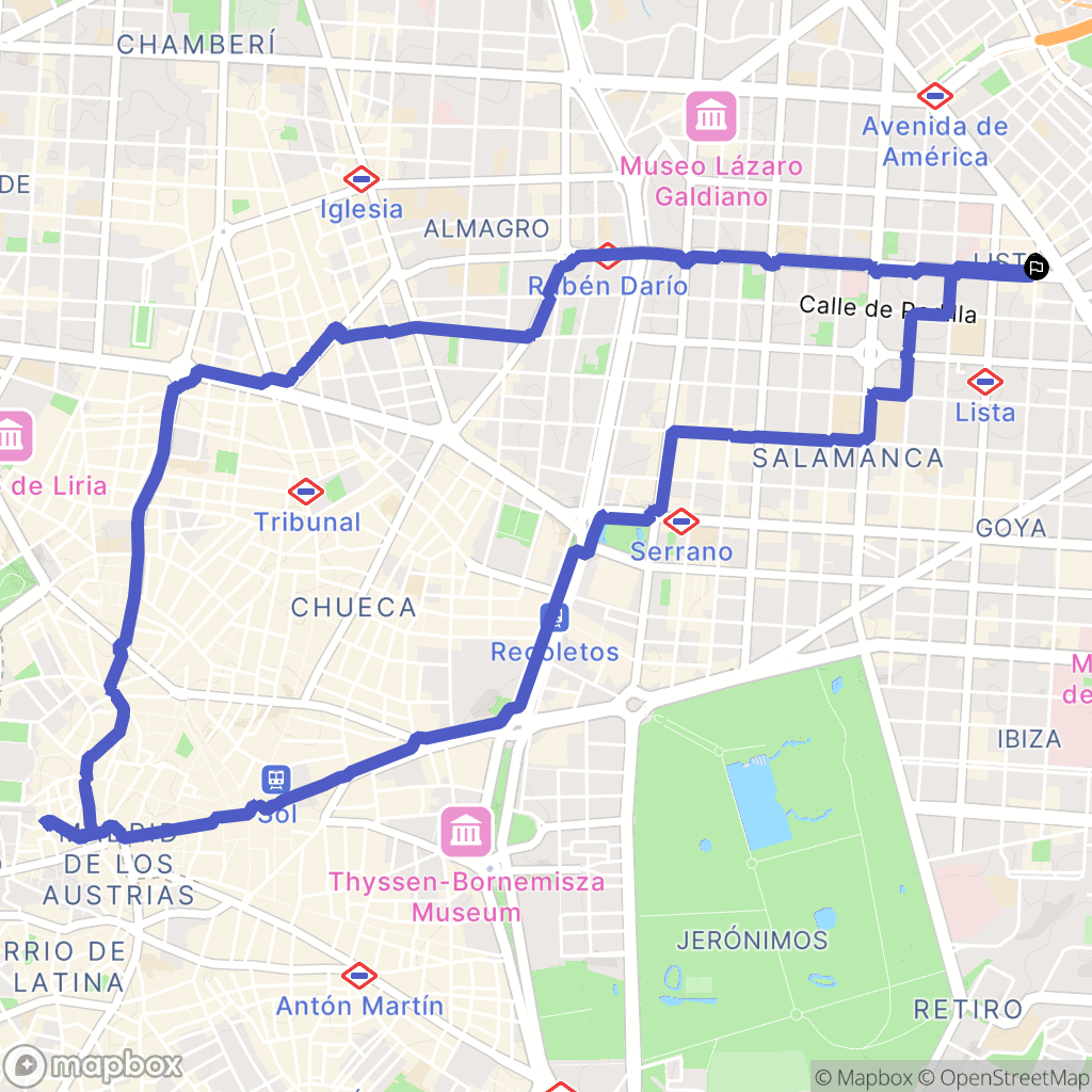 Madrid : carte du parcours de randonnée - Spain