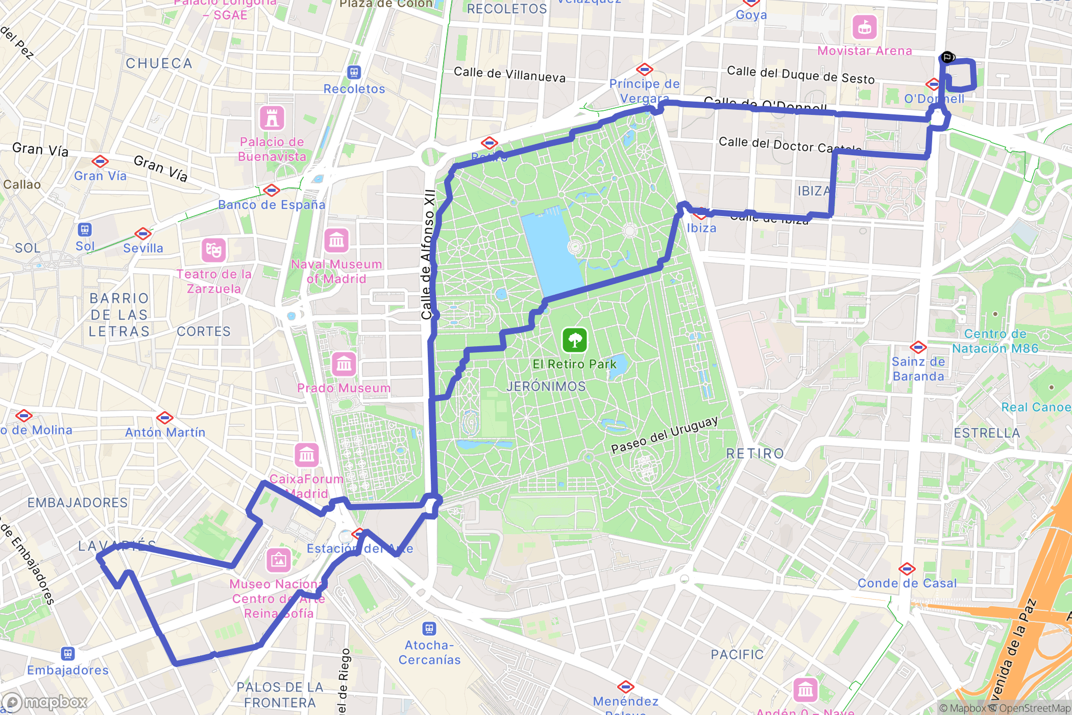 Madrid : carte du parcours de randonnée - Spain