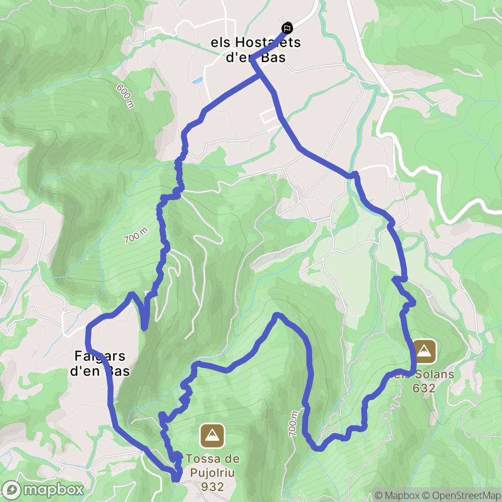 Hostalets de Bas : carte du parcours de randonnée - Spain
