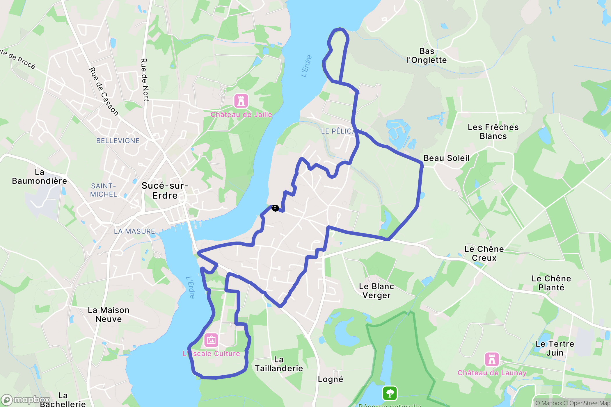 Sucé-sur-Erdre : carte du parcours de randonnée - France