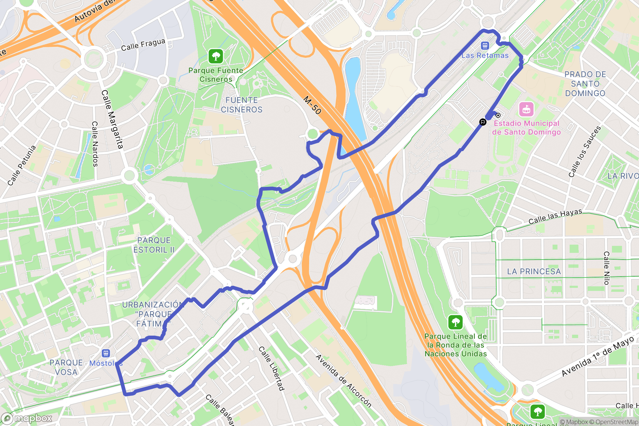 Alcorcón : carte du parcours de randonnée - Spain