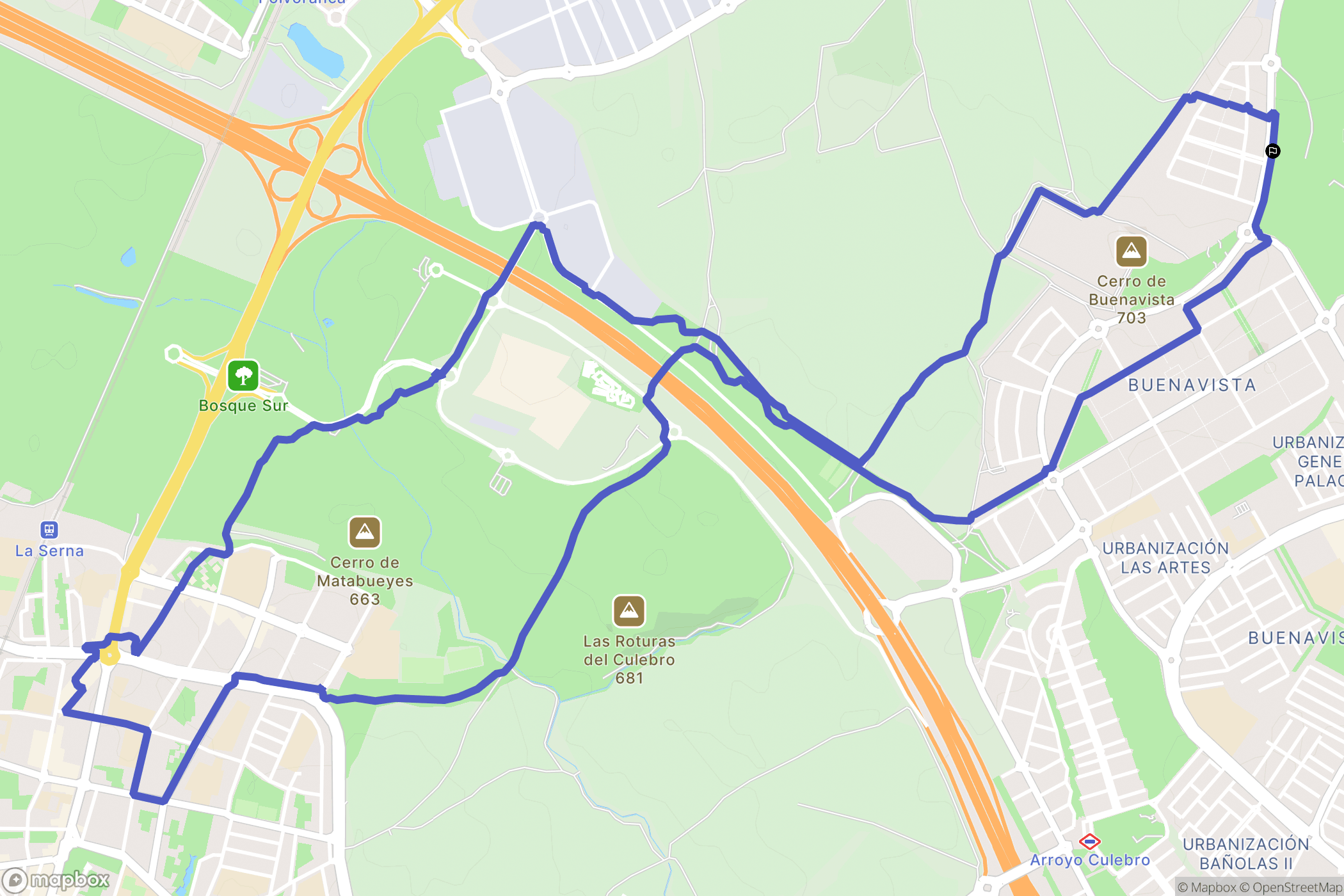 Getafe : carte du parcours de randonnée - Spain