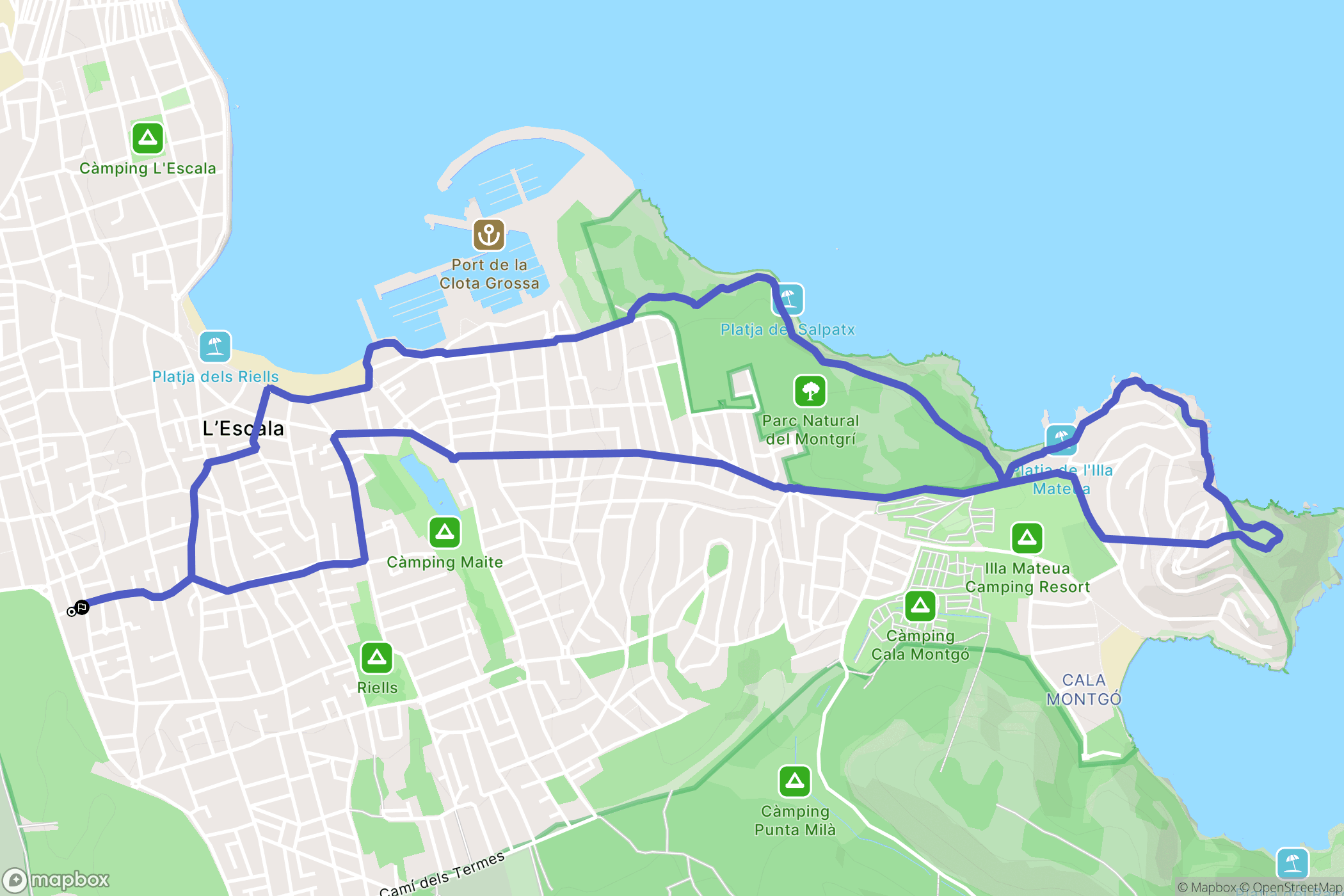 L'Escala : carte du parcours de randonnée - Spain