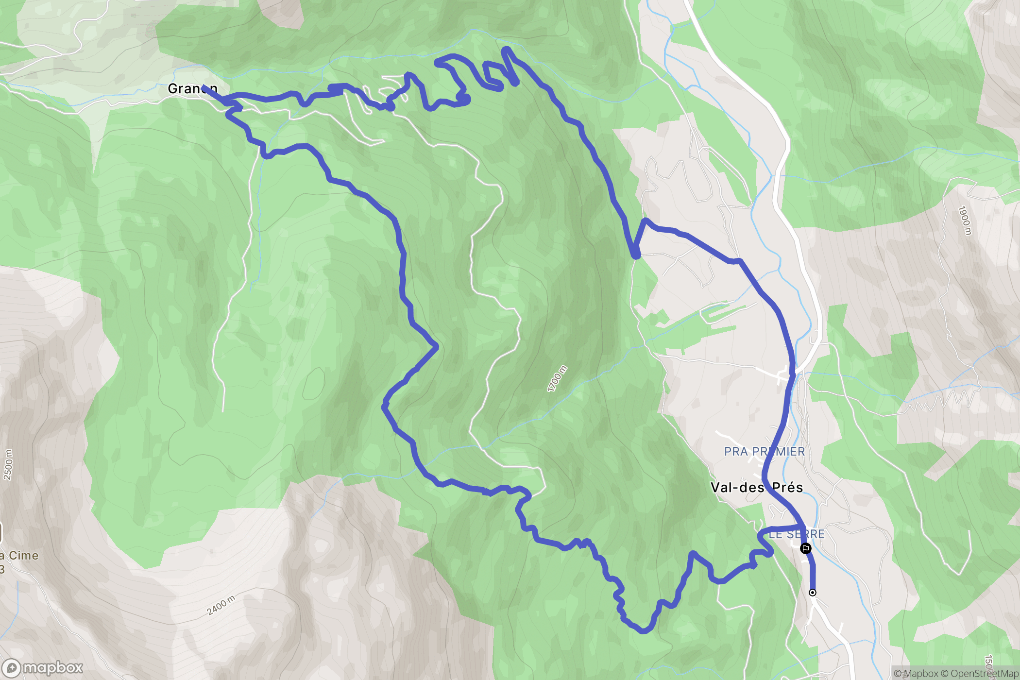 Val-des-Prés : carte du parcours de randonnée - France