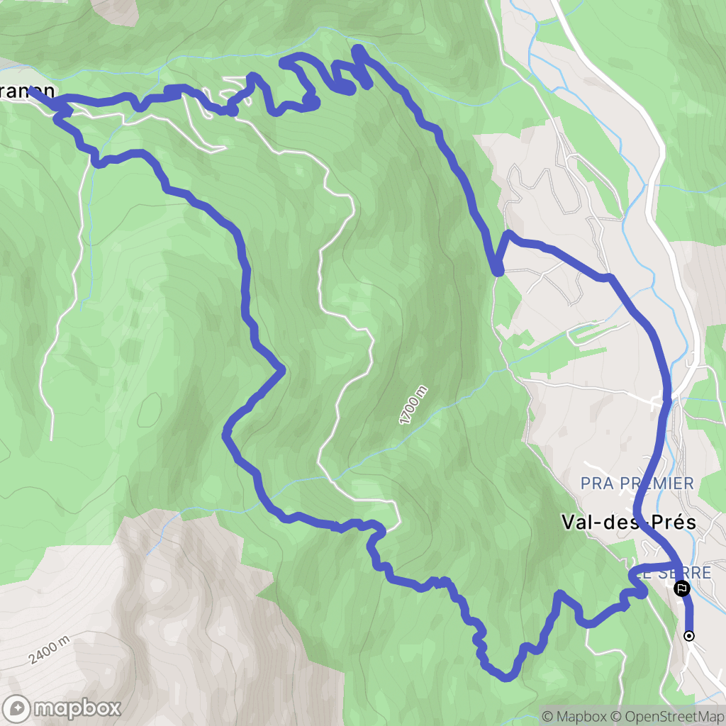 Val-des-Prés : carte du parcours de randonnée - France