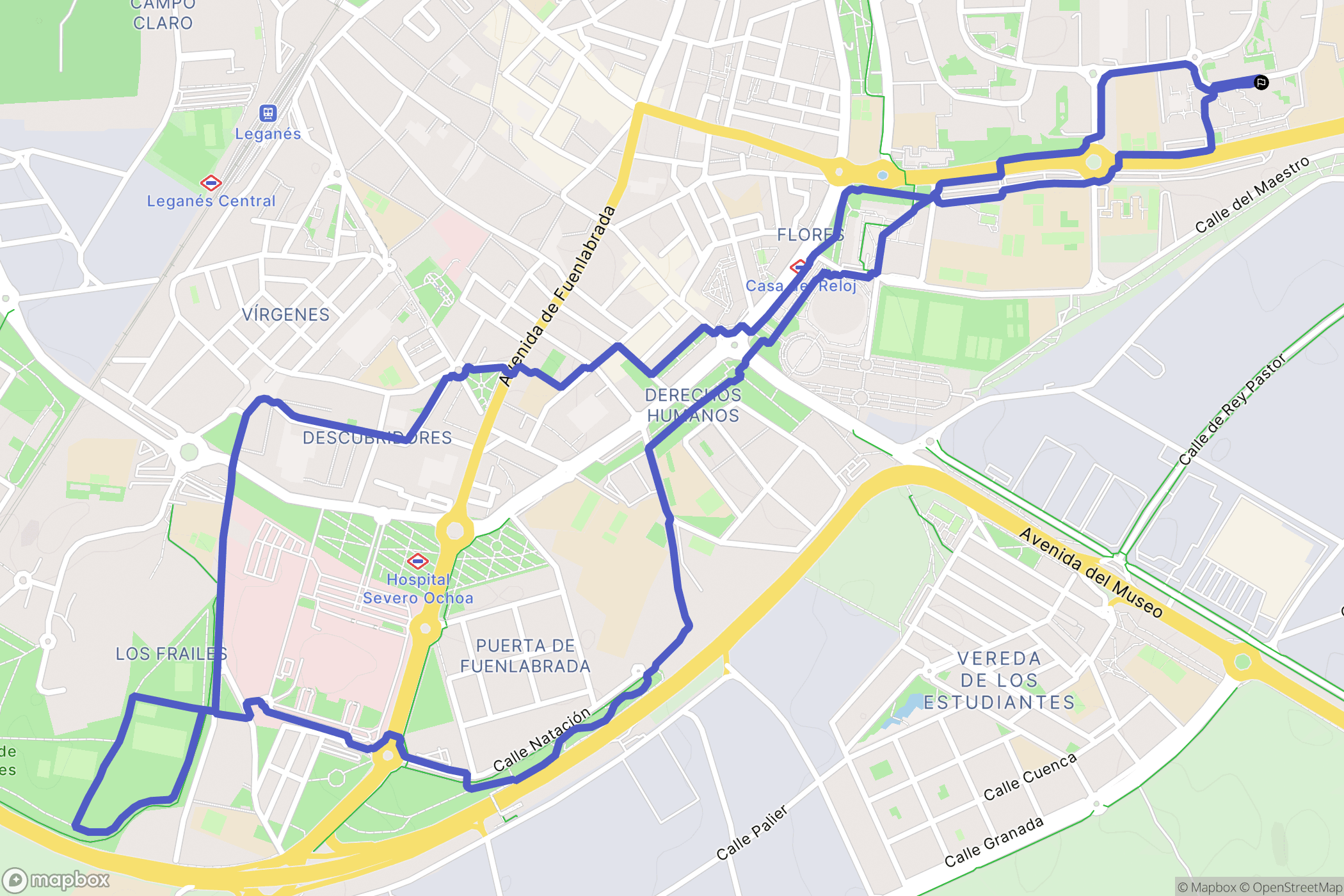 Leganés : carte du parcours de randonnée - Spain