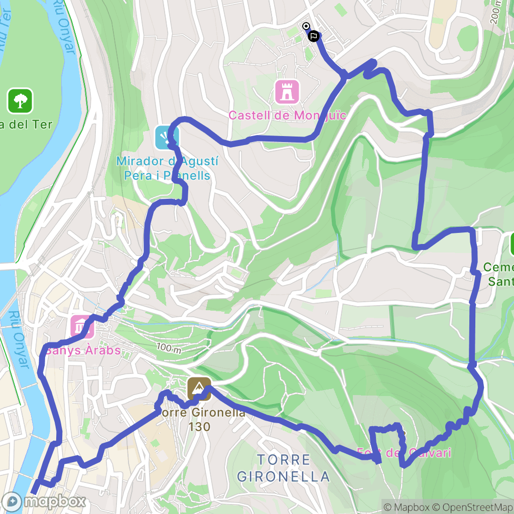 Girona : carte du parcours de randonnée - Spain