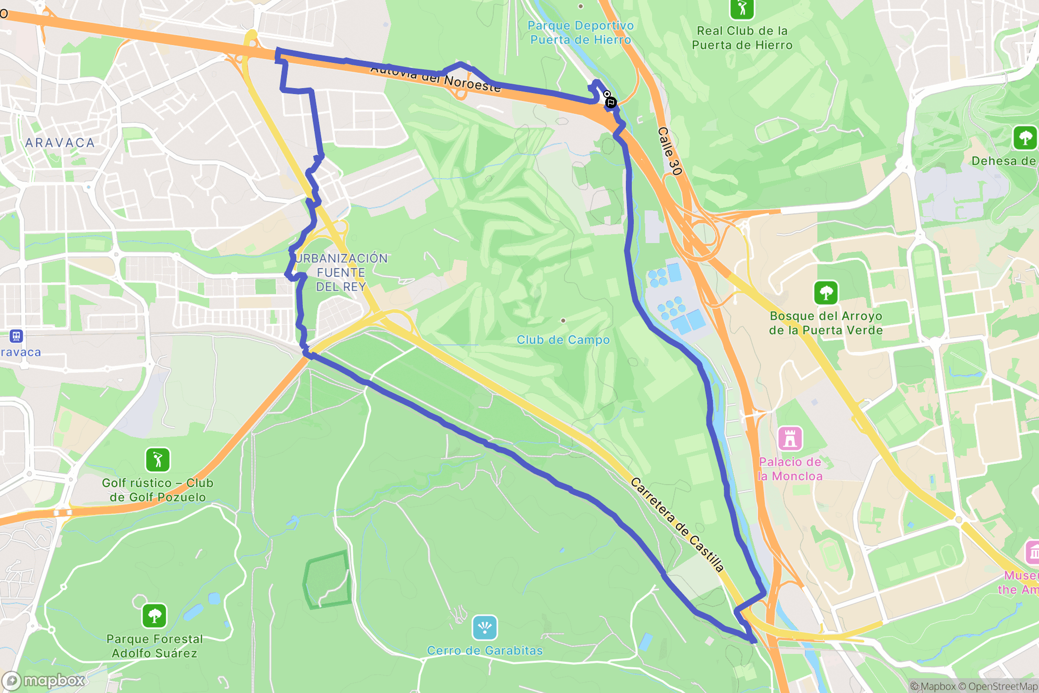 Madrid : carte du parcours de randonnée - Spain