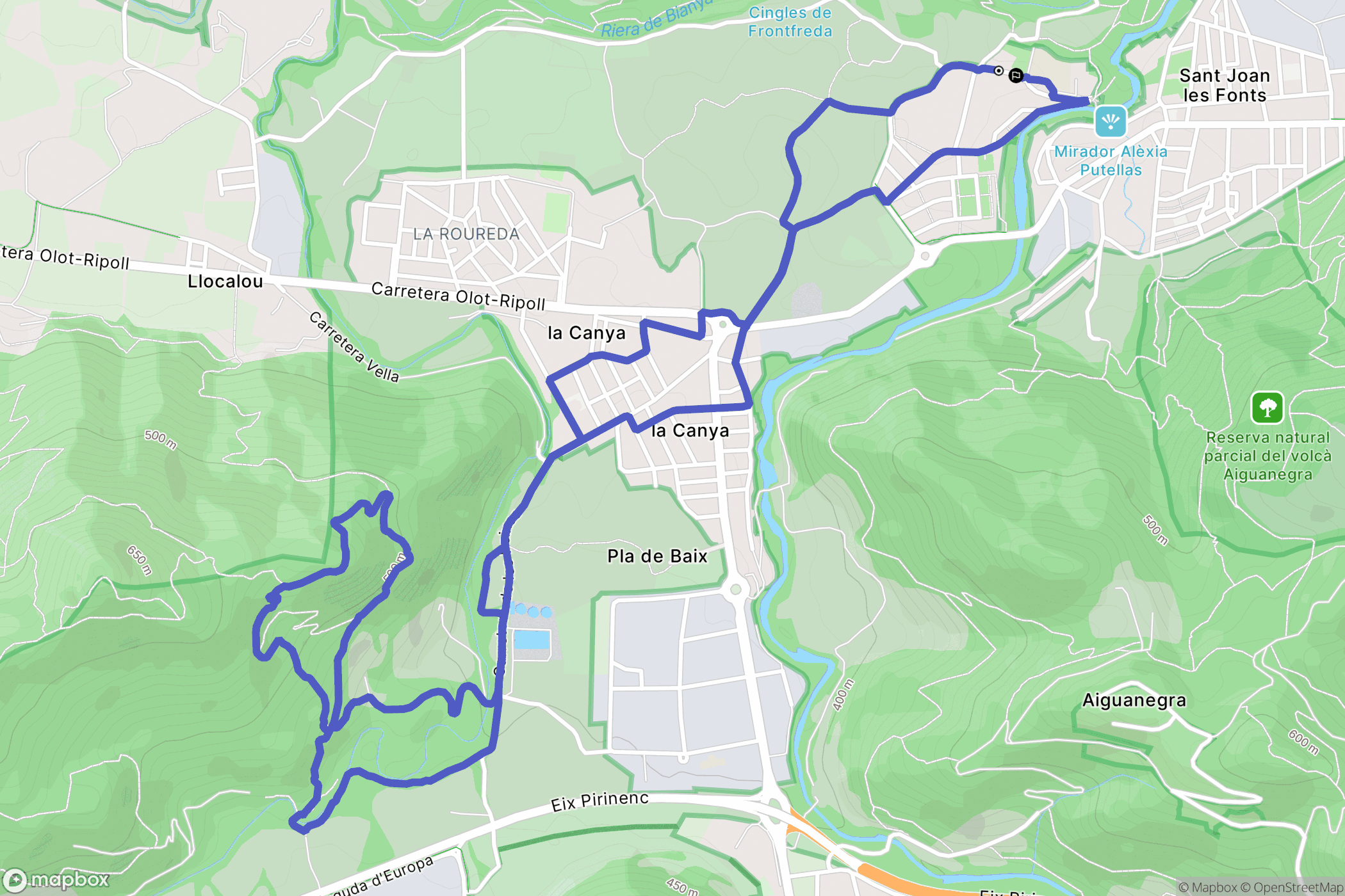 Sant Joan les Fonts : carte du parcours de randonnée - Spain